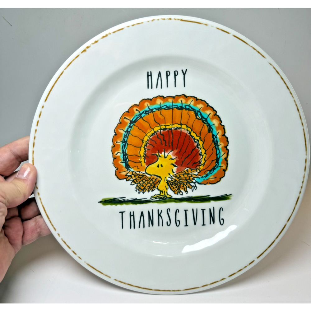 Peanuts Snoopy Pottery Barn Thanksgiving Holiday 5 Piece Plate Set Kids Melamine - Picture 2 of 8